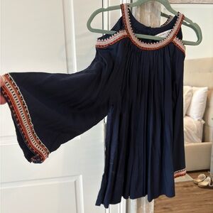 Gretchen Scott Designs Blue Embellished Top with Open Shoulders